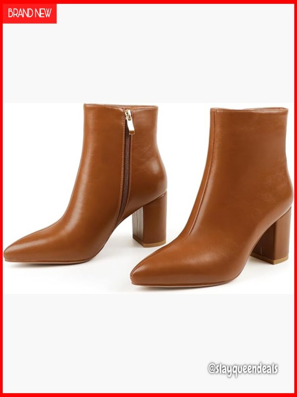 Women's Ankle Boots Chunky Block Heel Pointed Toe Zipper Booties